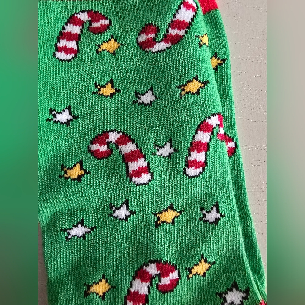 Festive Holiday Socks - Green and Black - Picture 4 of 5